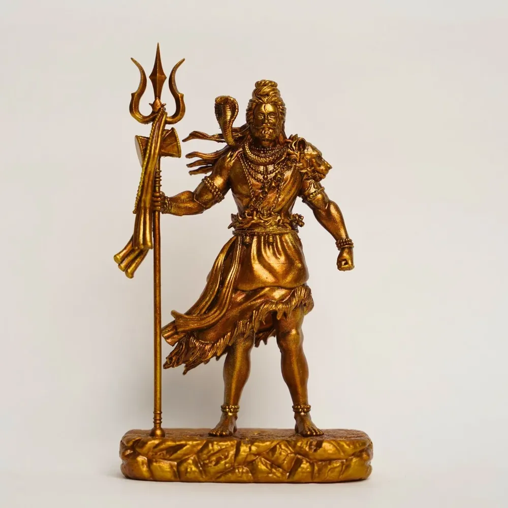 Standing Shiva Ji — Gold Finish, 12 cm