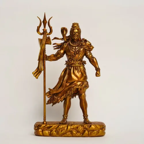 Standing Shiva Ji — Gold Finish, 12 cm
