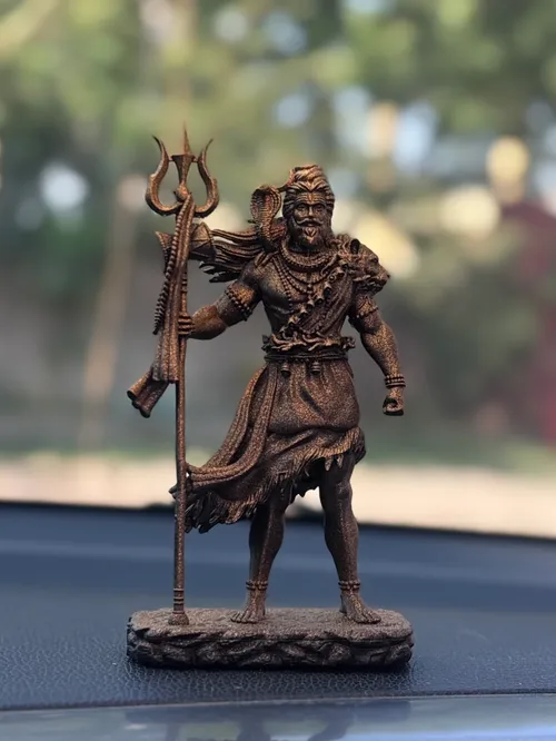 Standing Shiva Ji — Gold Black Finish, 12 cm