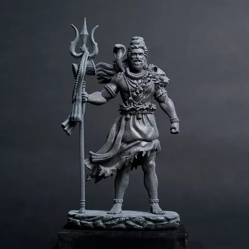 Standing Shiva Ji — Silver Blue Finish, 12 cm